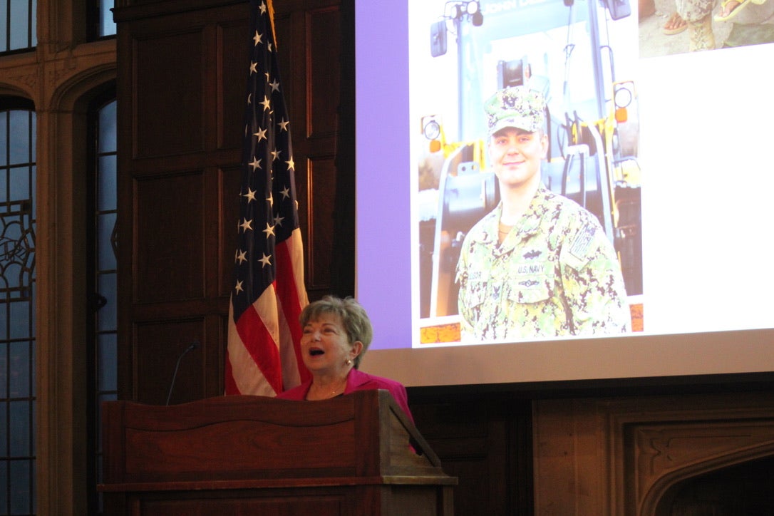 speaker at a podium