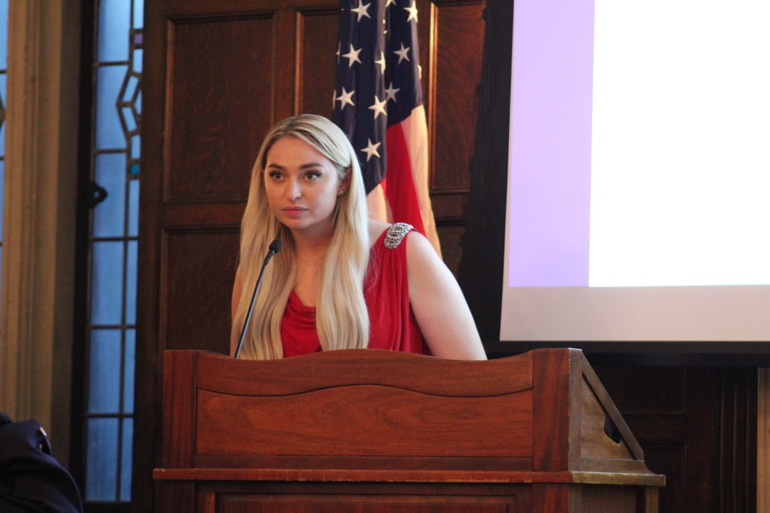 speaker at a podium