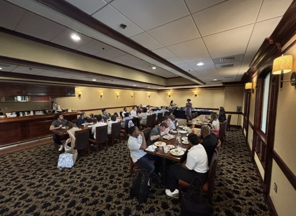 group photo at a meal