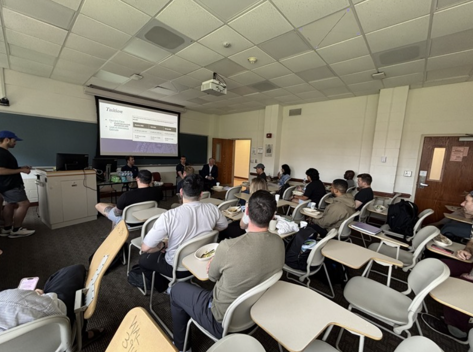 students watching a presentation in a classroom